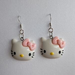 2/$10 Hello Kitty Pink Bow Acrylic Handmade Earrings NWT